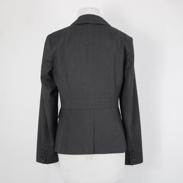Banana Republic Sz 6 Gray Black White Lined Polyester Rayon Blazer Jacket