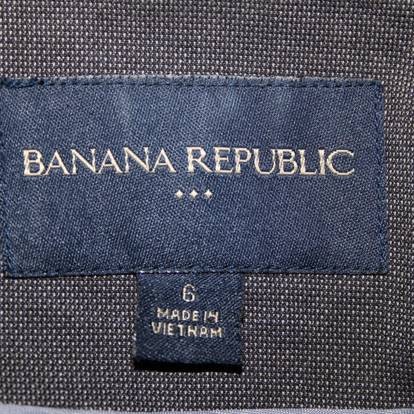 Banana Republic Sz 6 Gray Black White Lined Polyester Rayon Blazer Jacket