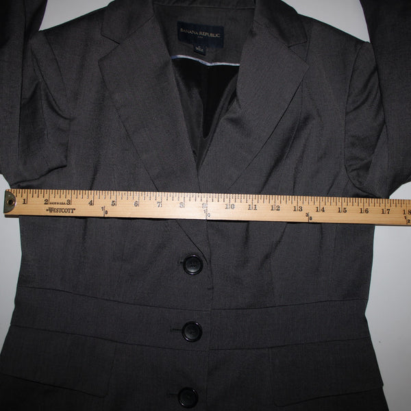 Banana Republic Sz 6 Gray Black White Lined Polyester Rayon Blazer Jacket
