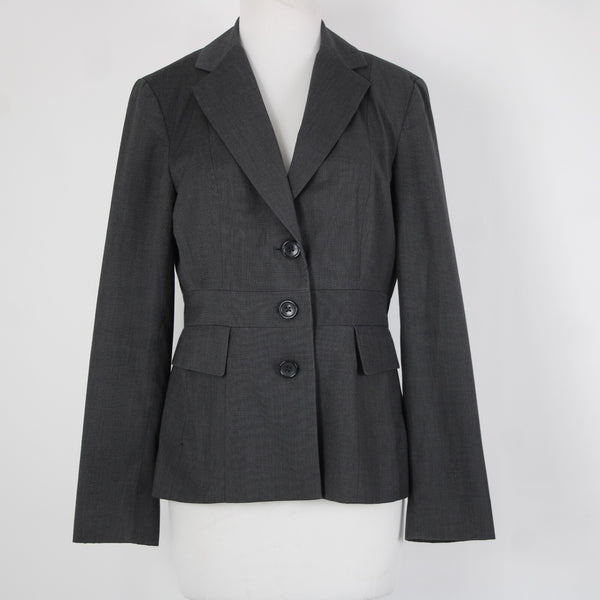 Banana Republic Sz 6 Gray Black White Lined Polyester Rayon Blazer Jacket