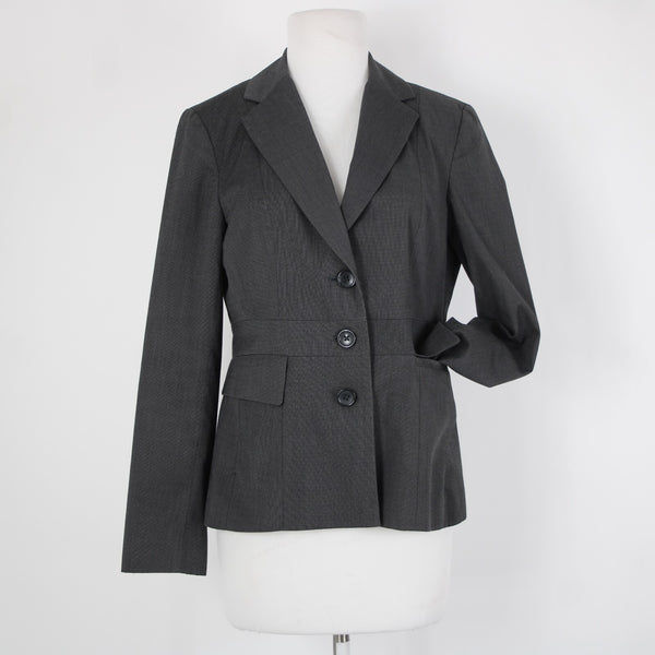 Banana Republic Sz 6 Gray Black White Lined Polyester Rayon Blazer Jacket