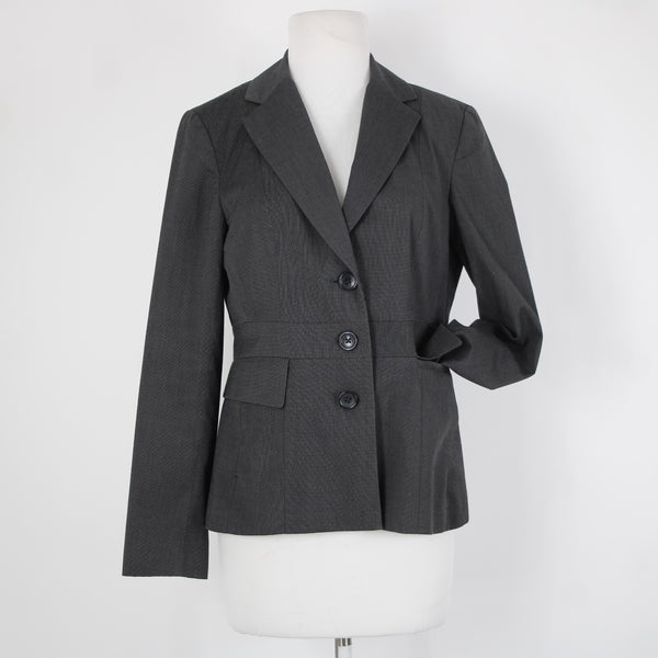 Banana Republic Sz 6 Gray Black White Lined Polyester Rayon Blazer Jacket