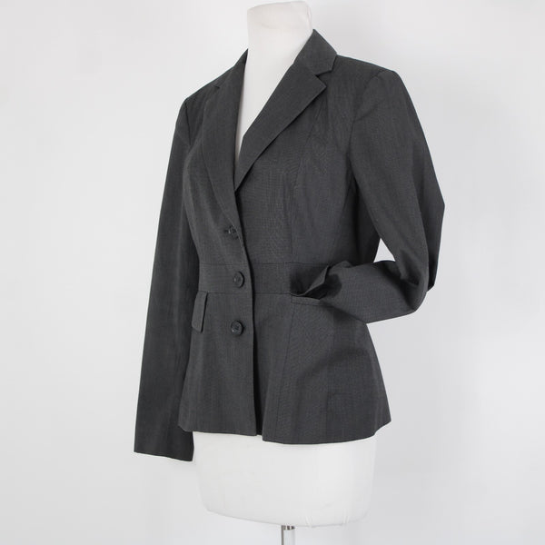 Banana Republic Sz 6 Gray Black White Lined Polyester Rayon Blazer Jacket