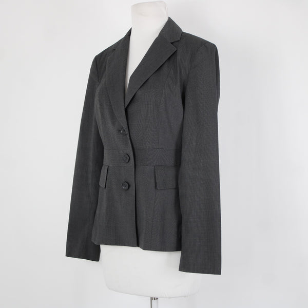 Banana Republic Sz 6 Gray Black White Lined Polyester Rayon Blazer Jacket