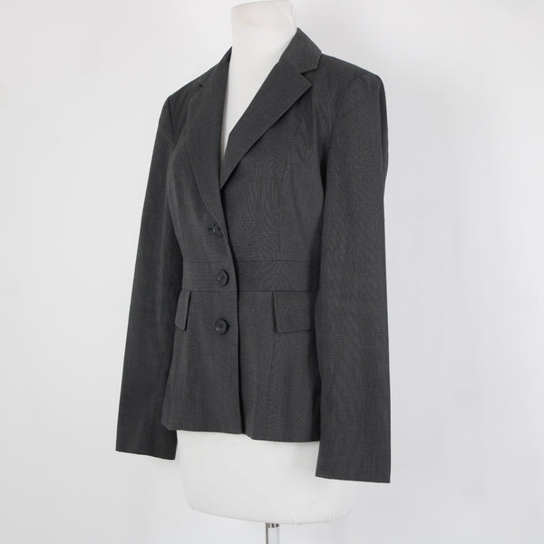 Banana Republic Sz 6 Gray Black White Lined Polyester Rayon Blazer Jacket