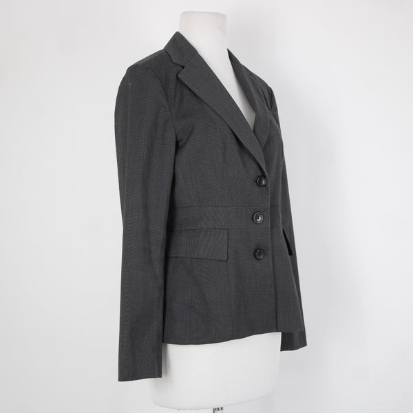 Banana Republic Sz 6 Gray Black White Lined Polyester Rayon Blazer Jacket