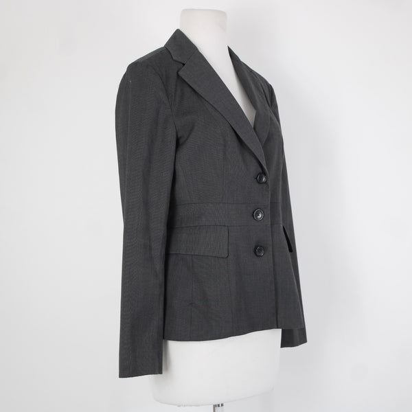 Banana Republic Sz 6 Gray Black White Lined Polyester Rayon Blazer Jacket