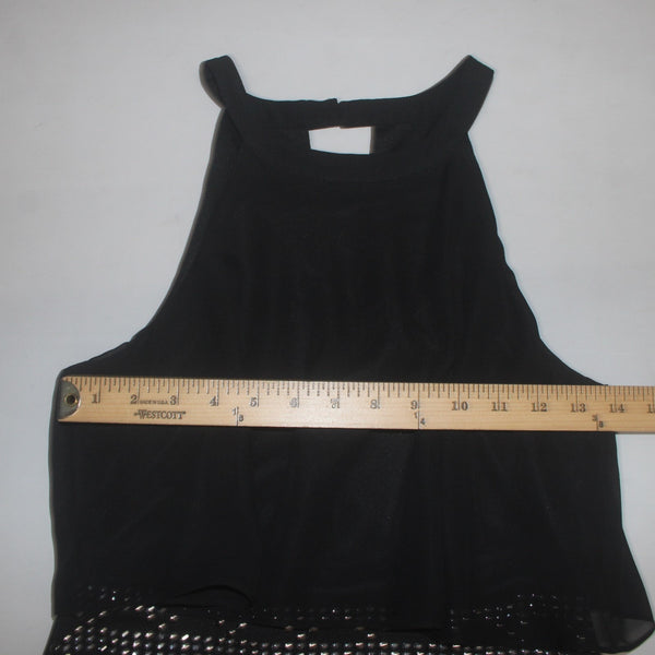 Guess Dress Sz S Black Silver Studded Layered Sleeveless Polyester Spandex Dress