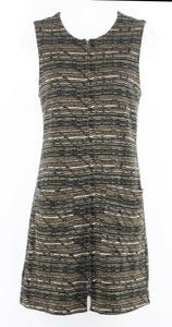 Sanctuary Sz S Brown Tan Green Full Zip Front Polyester Dress