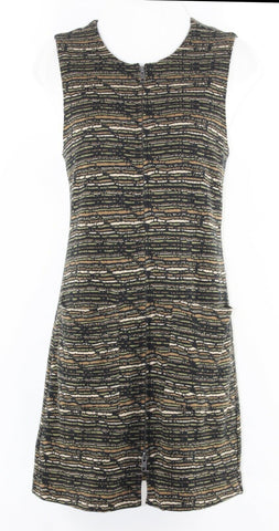 Sanctuary Sz S Brown Tan Green Full Zip Front Polyester Dress