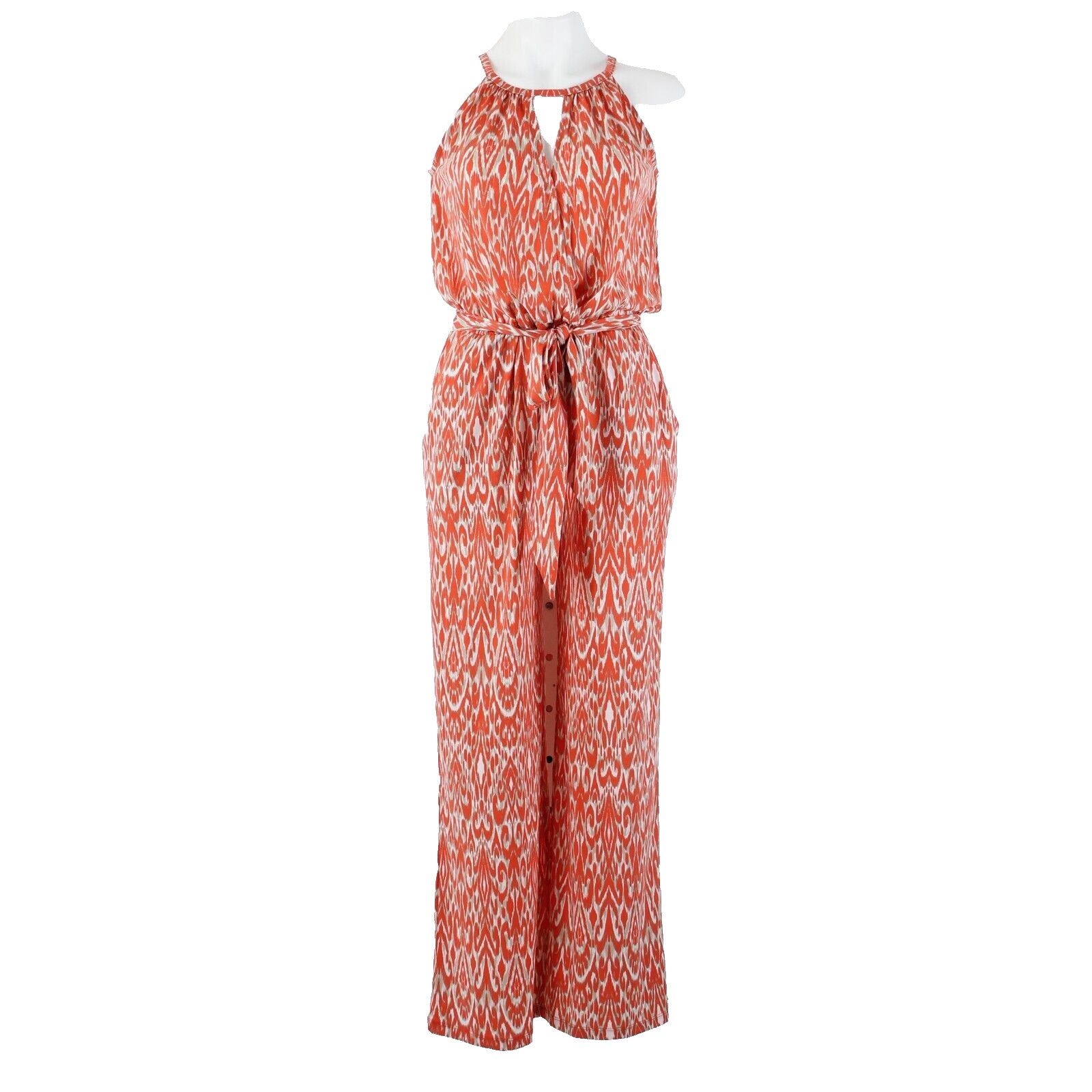 Studio By JPR NEW $79 Sz XS Peach Orange Multi Echo Retro Polyester Jumpsuit