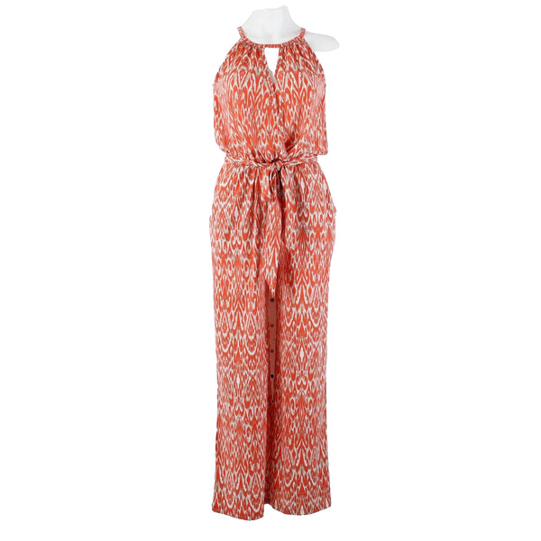 Studio By JPR NEW $79 Sz XS Peach Orange Multi Echo Retro Polyester Jumpsuit