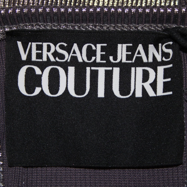 Versace Couture Top NEW $350 Argento Sz S Silver Shimmer Texture Nylon Blend Top