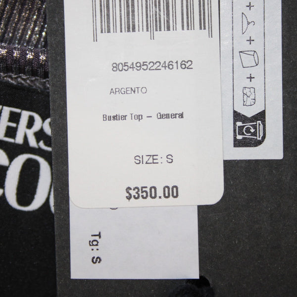 Versace Couture Top NEW $350 Argento Sz S Silver Shimmer Texture Nylon Blend Top