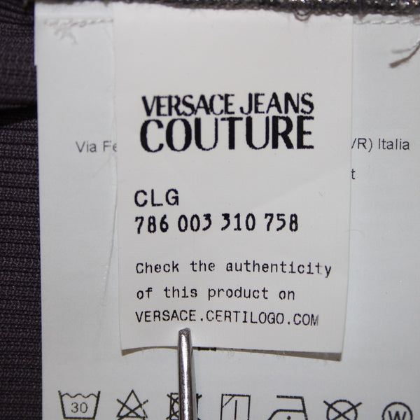 Versace Couture Top NEW $350 Argento Sz S Silver Shimmer Texture Nylon Blend Top