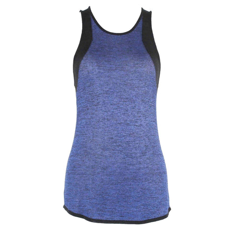 7 for All Mankind Sz S Royal Black Blue Metallic Viscose Blend Knit Top