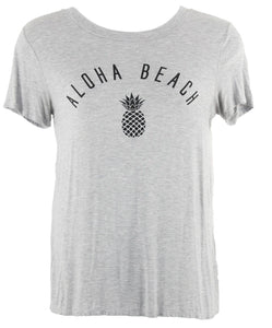Promesa Sz L Gray Black Deep V Back Neck Tie Aloha Beach Poly Spandex Top