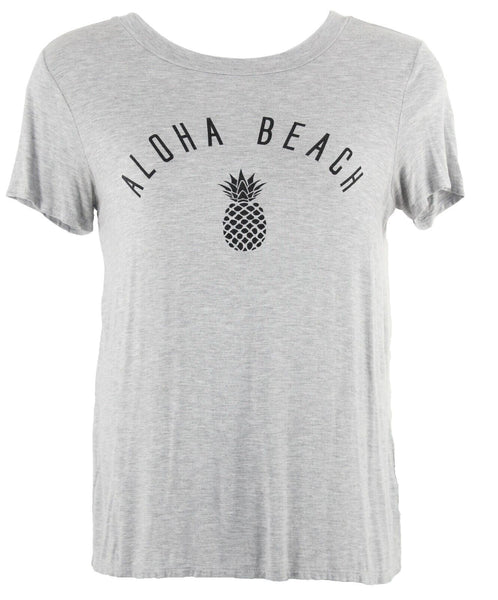 Promesa Sz L Gray Black Deep V Back Neck Tie Aloha Beach Poly Spandex Top
