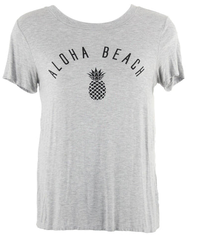 Promesa Sz L Gray Black Deep V Back Neck Tie Aloha Beach Poly Spandex Top