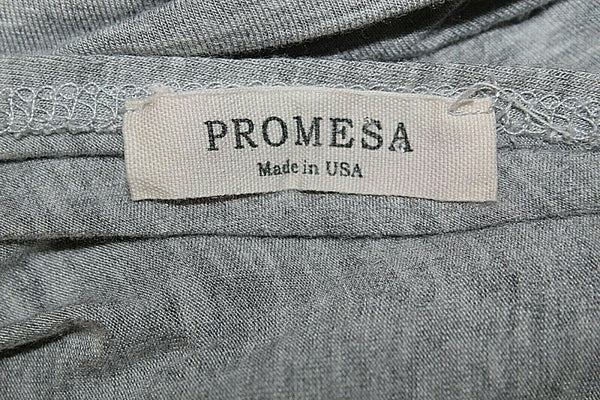 Promesa Sz L Gray Black Deep V Back Neck Tie Aloha Beach Poly Spandex Top