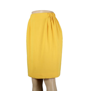 Criscione Sz S Yellow Gathered Elastic Sides Zipper Lined Pencil Skirt