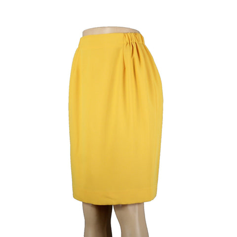 Criscione Sz S Yellow Gathered Elastic Sides Zipper Lined Pencil Skirt