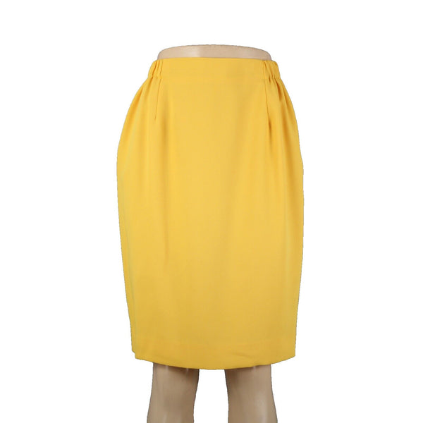 Criscione Sz S Yellow Gathered Elastic Sides Zipper Lined Pencil Skirt