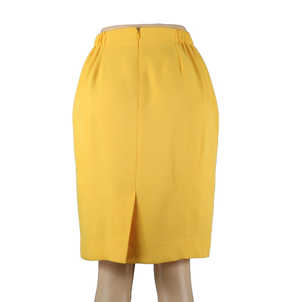 Criscione Sz S Yellow Gathered Elastic Sides Zipper Lined Pencil Skirt