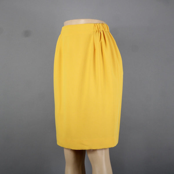 Criscione Sz S Yellow Gathered Elastic Sides Zipper Lined Pencil Skirt