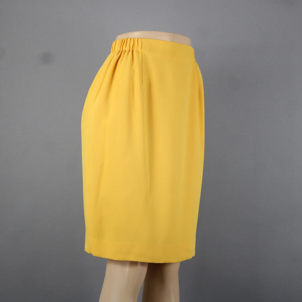 Criscione Sz S Yellow Gathered Elastic Sides Zipper Lined Pencil Skirt