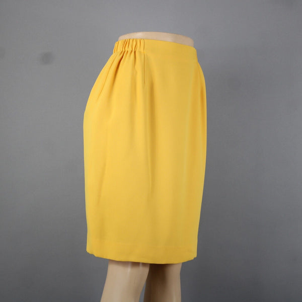 Criscione Sz S Yellow Gathered Elastic Sides Zipper Lined Pencil Skirt