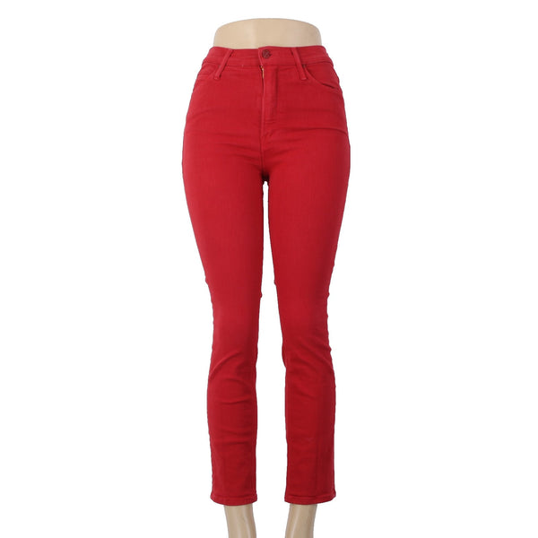 Mother Jeans The Dazzler Ankle Sz 24 x 27 Red Denim Cotton Poly Jeans