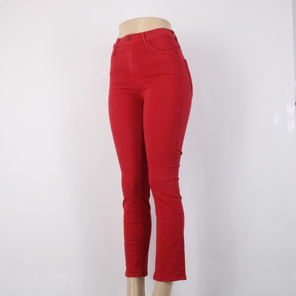 Mother Jeans The Dazzler Ankle Sz 24 x 27 Red Denim Cotton Poly Jeans