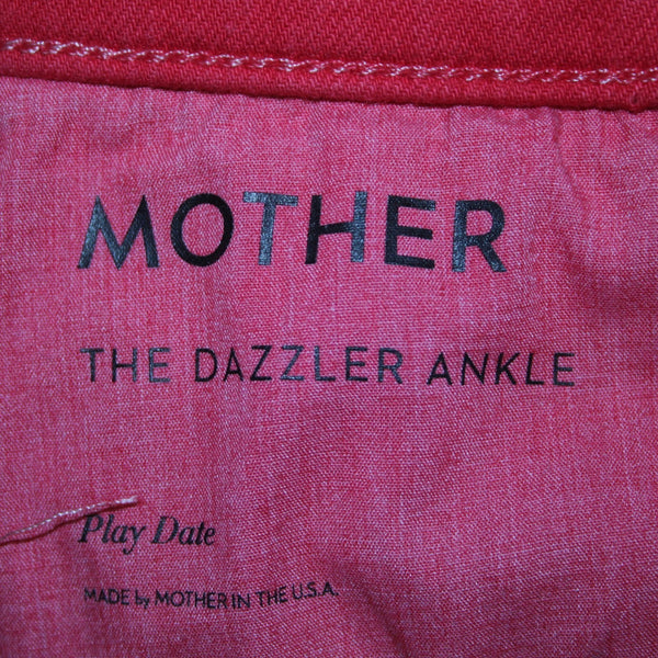 Mother Jeans The Dazzler Ankle Sz 24 x 27 Red Denim Cotton Poly Jeans