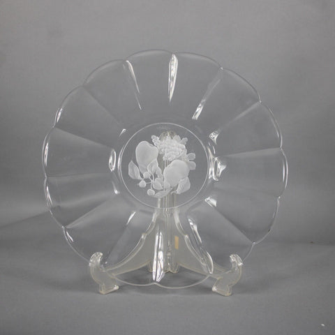 St Lambert Brussels Etched Fruit Crystal 13" Plate