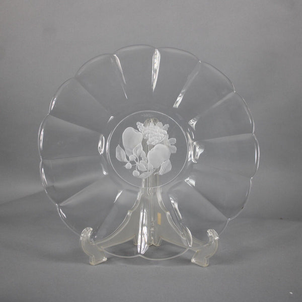 St Lambert Brussels Etched Fruit Crystal 13" Plate