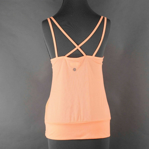 Lija Sz SP Orange Strappy Back 100% Polyester Active Wear Top