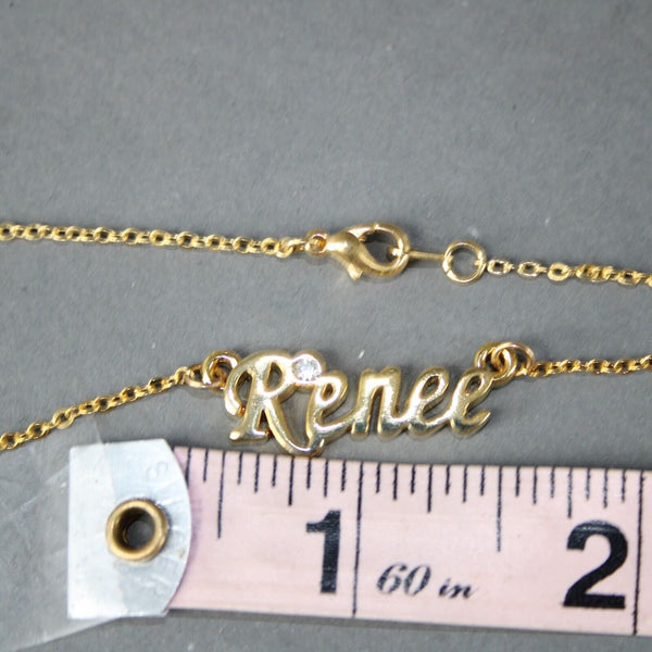 RENEE NEW Name Goldtone Rhinestone Accent 14.5" w 4.5 Multi Ring Ext Necklace