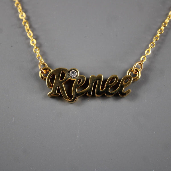 RENEE NEW Name Goldtone Rhinestone Accent 14.5" w 4.5 Multi Ring Ext Necklace