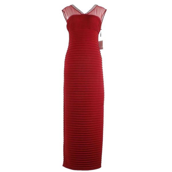 Calvin Klein NEW Sz 6 Burgundy Silver Pintucked Polyester Blend Maxi Dress