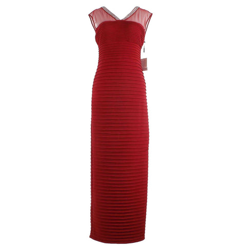 Calvin Klein NEW Sz 6 Burgundy Silver Pintucked Polyester Blend Maxi Dress