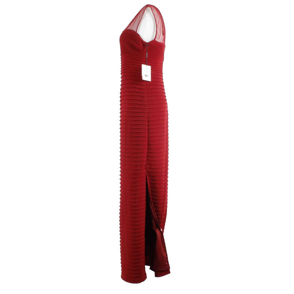 Calvin Klein NEW Sz 6 Burgundy Silver Pintucked Polyester Blend Maxi Dress