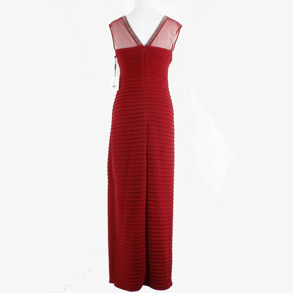 Calvin Klein NEW Sz 6 Burgundy Silver Pintucked Polyester Blend Maxi Dress