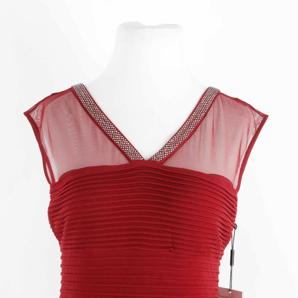 Calvin Klein NEW Sz 6 Burgundy Silver Pintucked Polyester Blend Maxi Dress