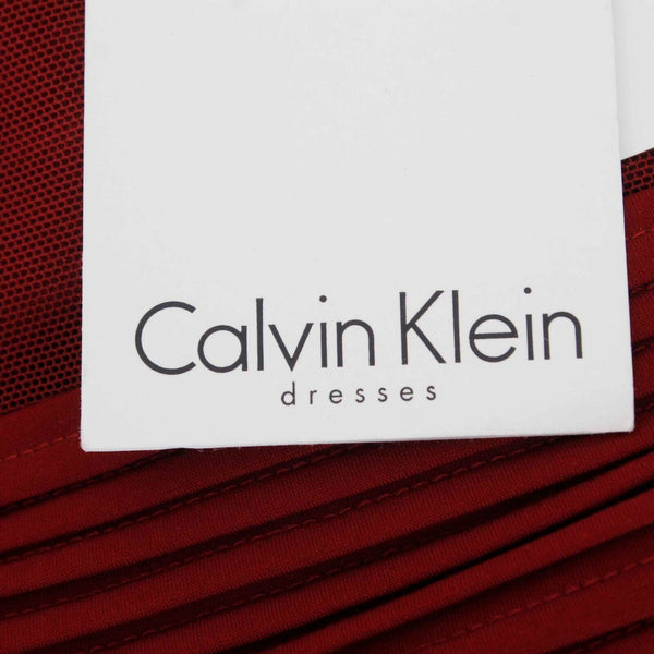 Calvin Klein NEW Sz 6 Burgundy Silver Pintucked Polyester Blend Maxi Dress