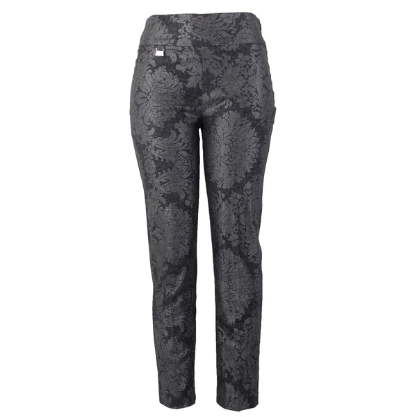 Joseph Ribkoff Pant Sz 6 x 27 Black Gray Metallic Floral Print No Fabric Pant