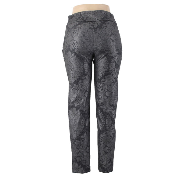 Joseph Ribkoff Pant Sz 6 x 27 Black Gray Metallic Floral Print No Fabric Pant