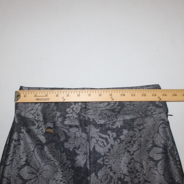 Joseph Ribkoff Pant Sz 6 x 27 Black Gray Metallic Floral Print No Fabric Pant