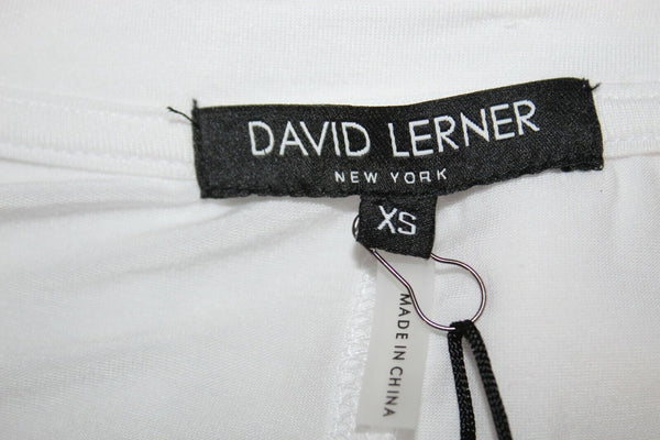 David Lerner NEW $69 Sz XS White Clement Tee Modal Spandex Active Wear Top