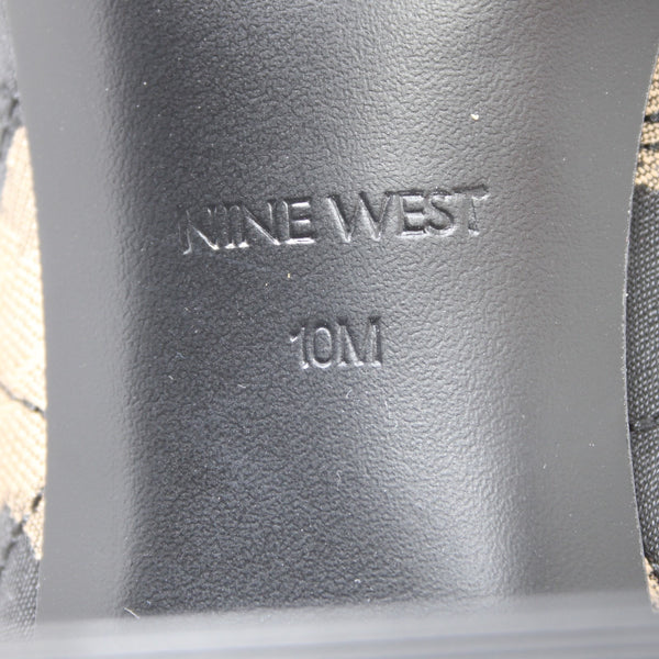 Nine West Heels Sz 10 M Brown Black Animal Print Slip On Man Made Materials Heel